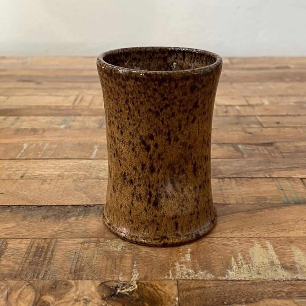 Stoneware Studio Art Pottery Vase 4.75" Brown Tones Speckled Design